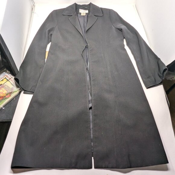 VTG 90s Hennes H&M Womens Long Blazer Jacket Black Sz Med Princess Cut A-Line - Picture 10 of 16